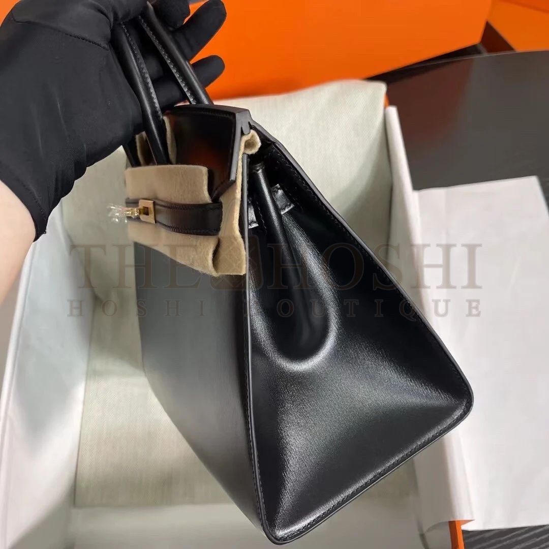 H**me5 Birkin 25 Sellier Handmade Bag In Black Box Calfskin Master Quality