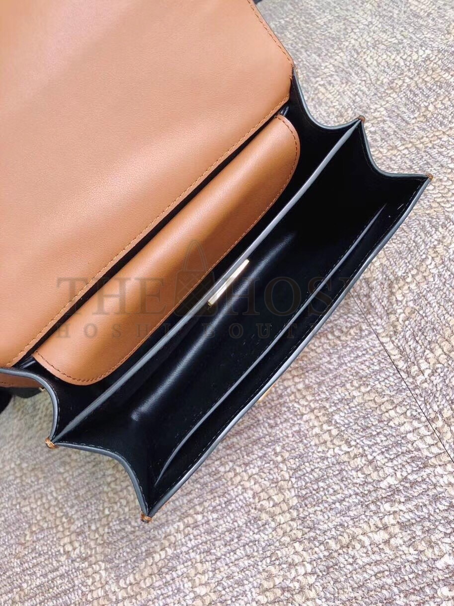 Pra*a Cahier Shoulder Bag In Brown/Black Leather Master Quality