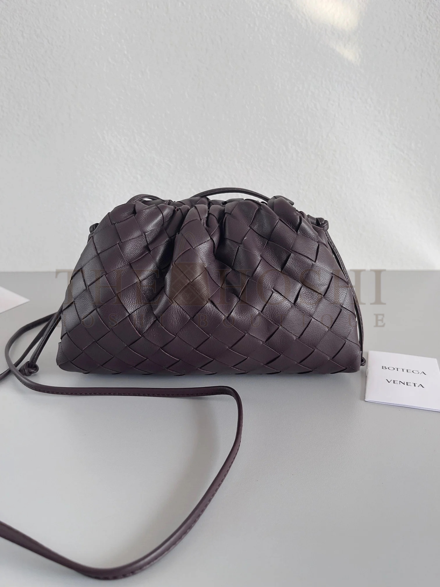 B0tt*ga Ven*ta Mini Pouch with Strap in Grape Intrecciato Lambskin Master Quality