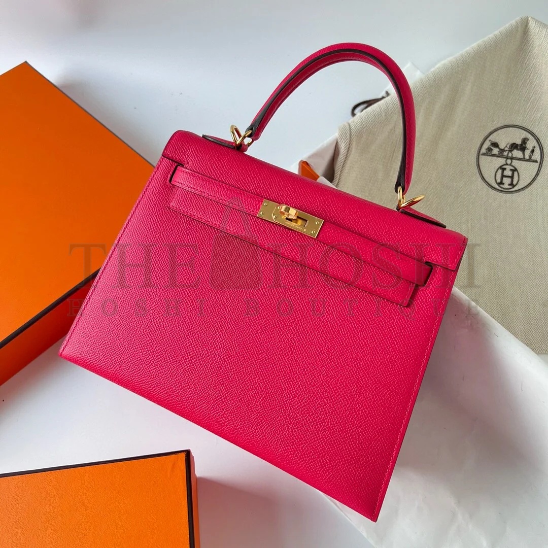 H**me5 Kelly Sellier 28 Handmade Bag In Rose Extreme Epsom Calfskin Master Quality
