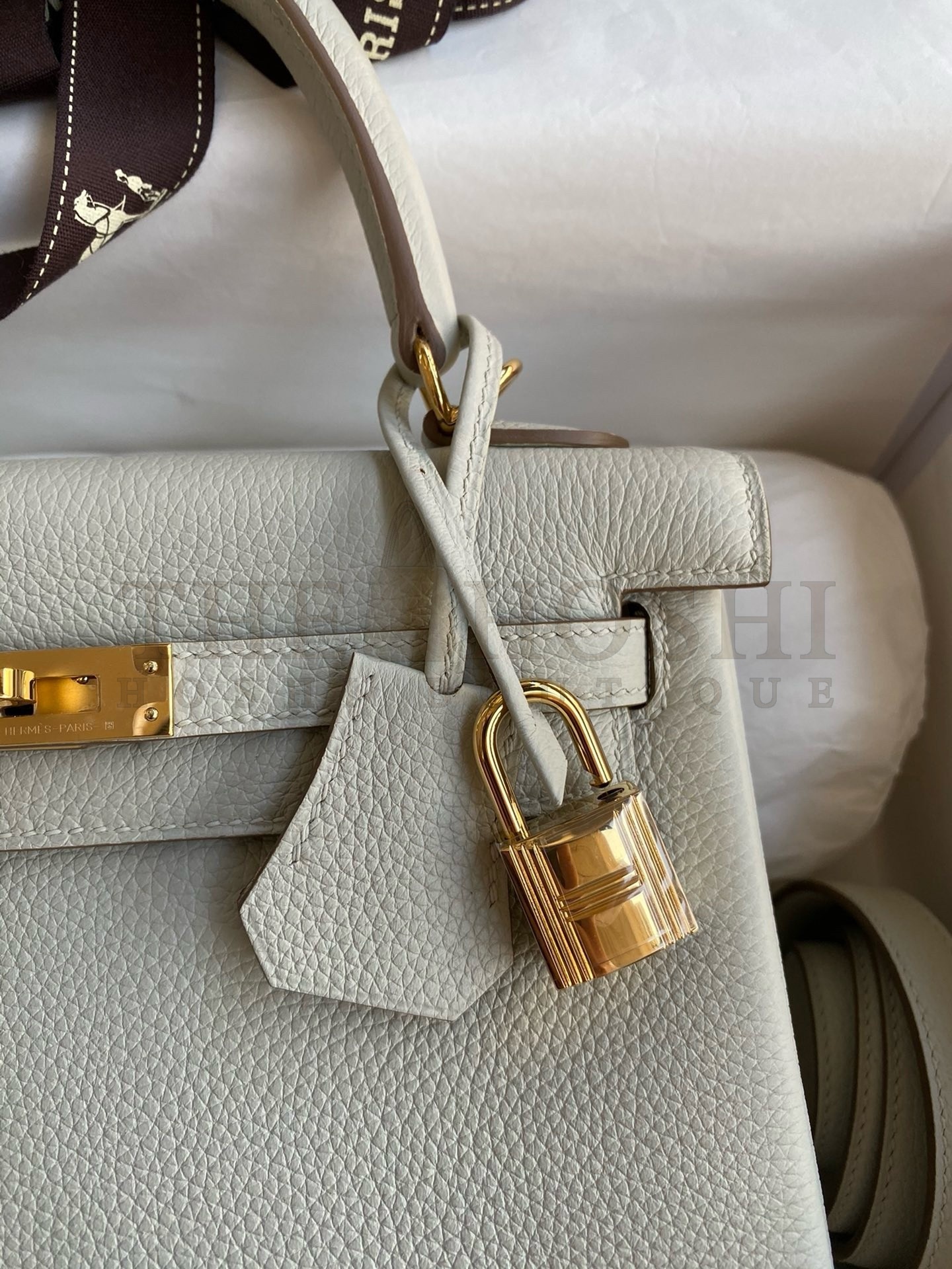 H**me5 Kelly Retourne 25 Handmade Bag In Beton Clemence Leather Master Quality