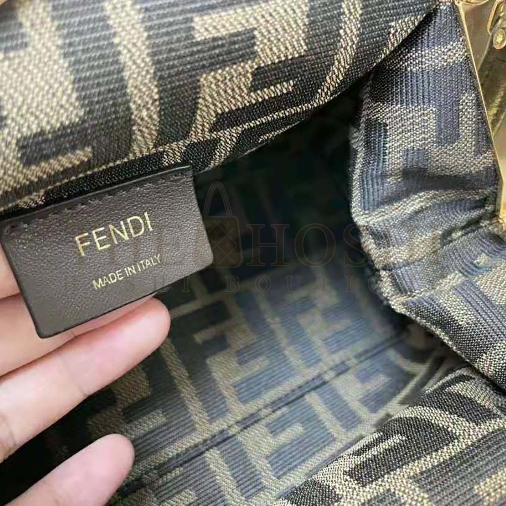 F**di Women First Small Dark Brown Leather Bag Master Quality