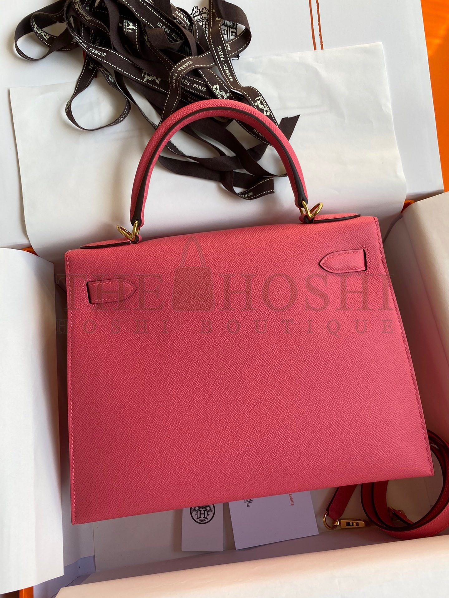 H**me5 Kelly Sellier 28 Handmade Bag In Rose Lipstick Epsom Calfskin Master Quality