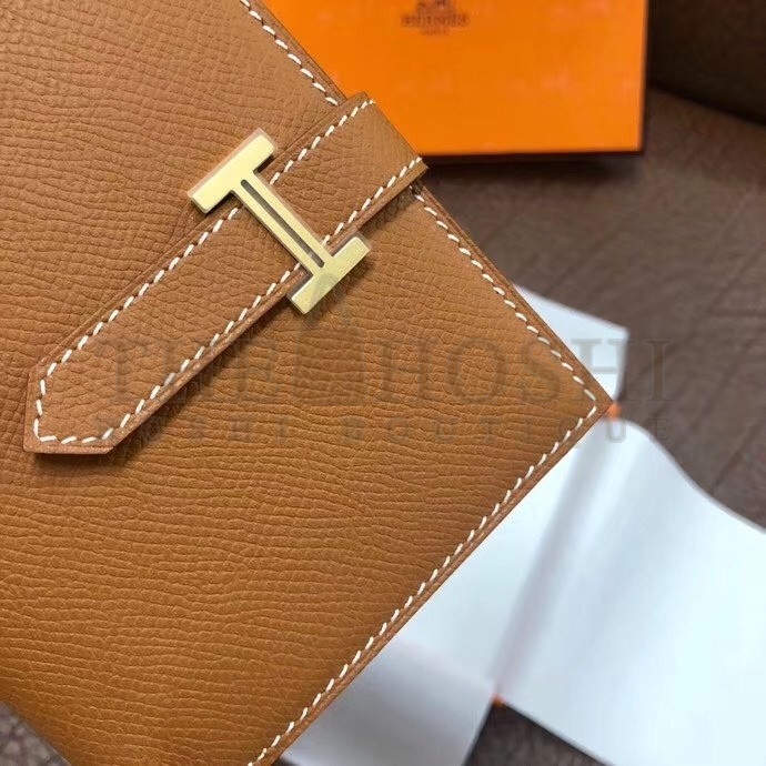 H**me5 Bearn Compact Wallet In Gold Epsom Leather Master Quality