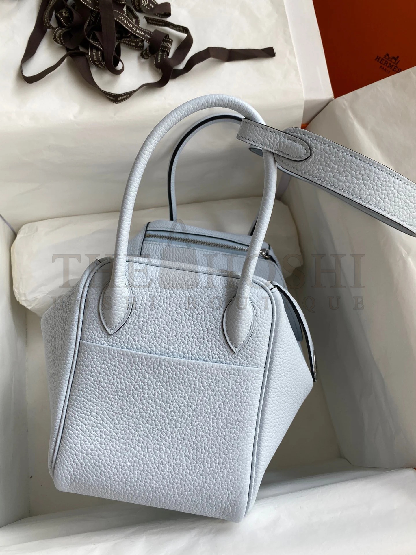 H**me5 Lindy 26 Handmade Bag In Blue Brume Clemence Leather Master Quality