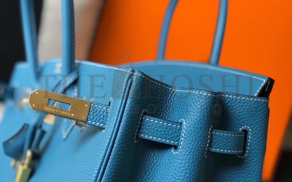 H**me5 Birkin 35 Bag in Blue Jean Clemence Leather with GHW Master Quality