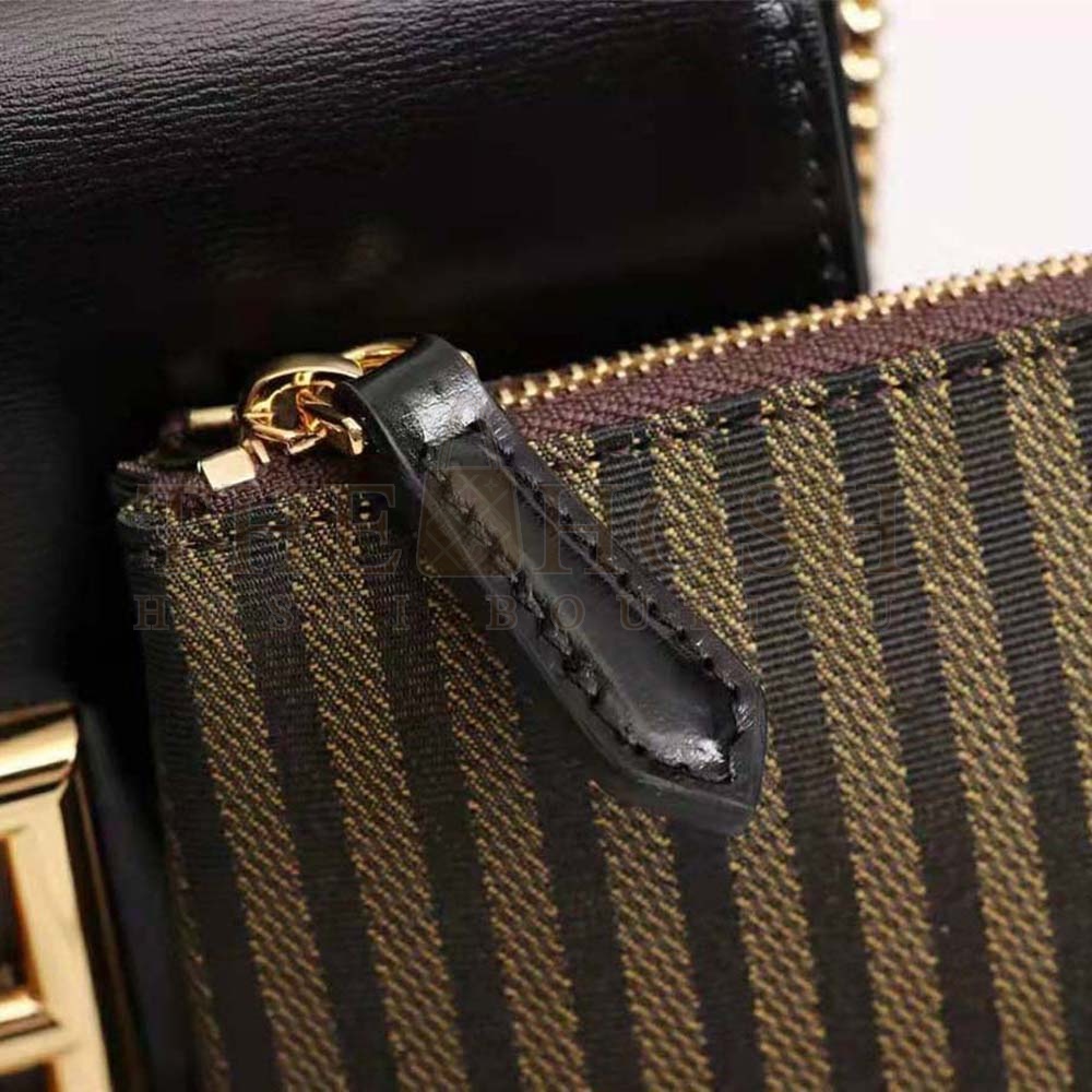 F**di Women Wallet on Chain with Pouches Leather Mini-Bag-Black Master Quality