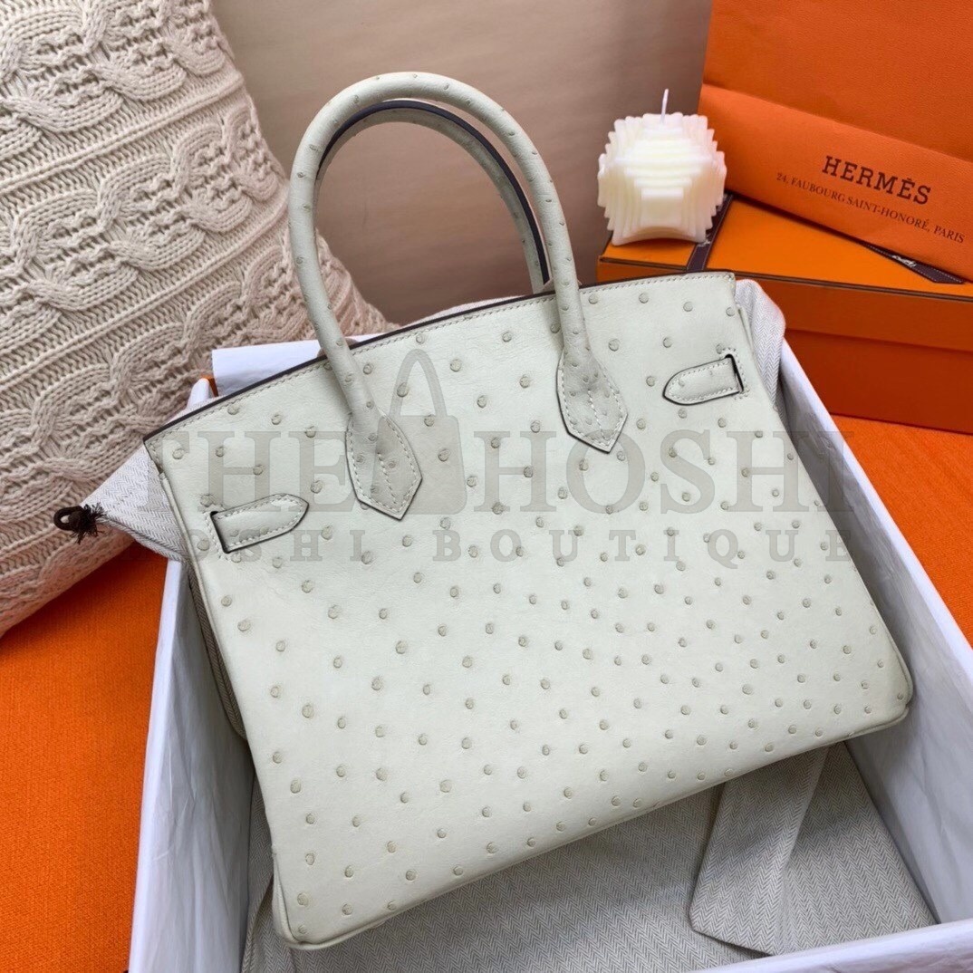 H**me5 Beton Birkin 30cm Ostrich Handmade Bag Master Quality
