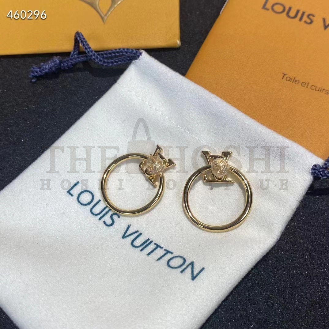 L0vis Vvtt0n Women LV Eclipse Earrings Metal Gold-Color Initials M00763 Master Quality