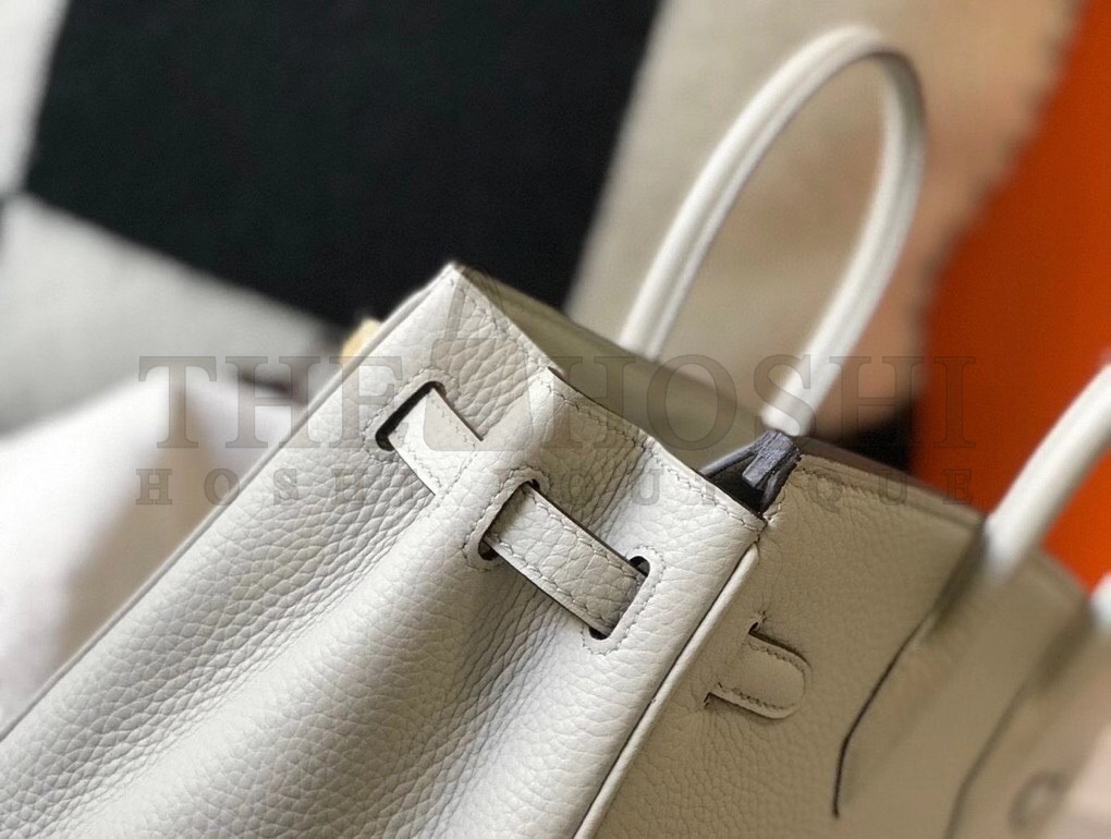 H**me5 Pearl Grey Clemence Birkin 30cm Bag GHW Master Quality