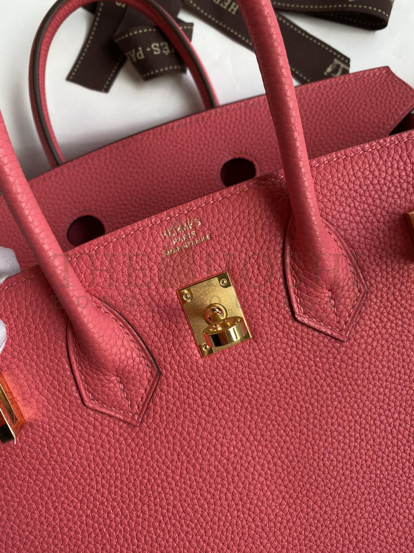 H**me5 Birkin 25 Retourne Handmade Bag In Rose Lipstick Clemence Leather Master Quality