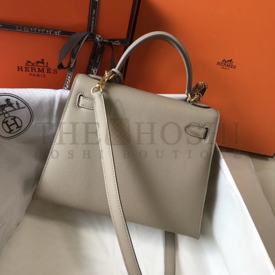 H**me5 Kelly 25cm Sellier Bag In Tourterelle Epsom Leather Master Quality