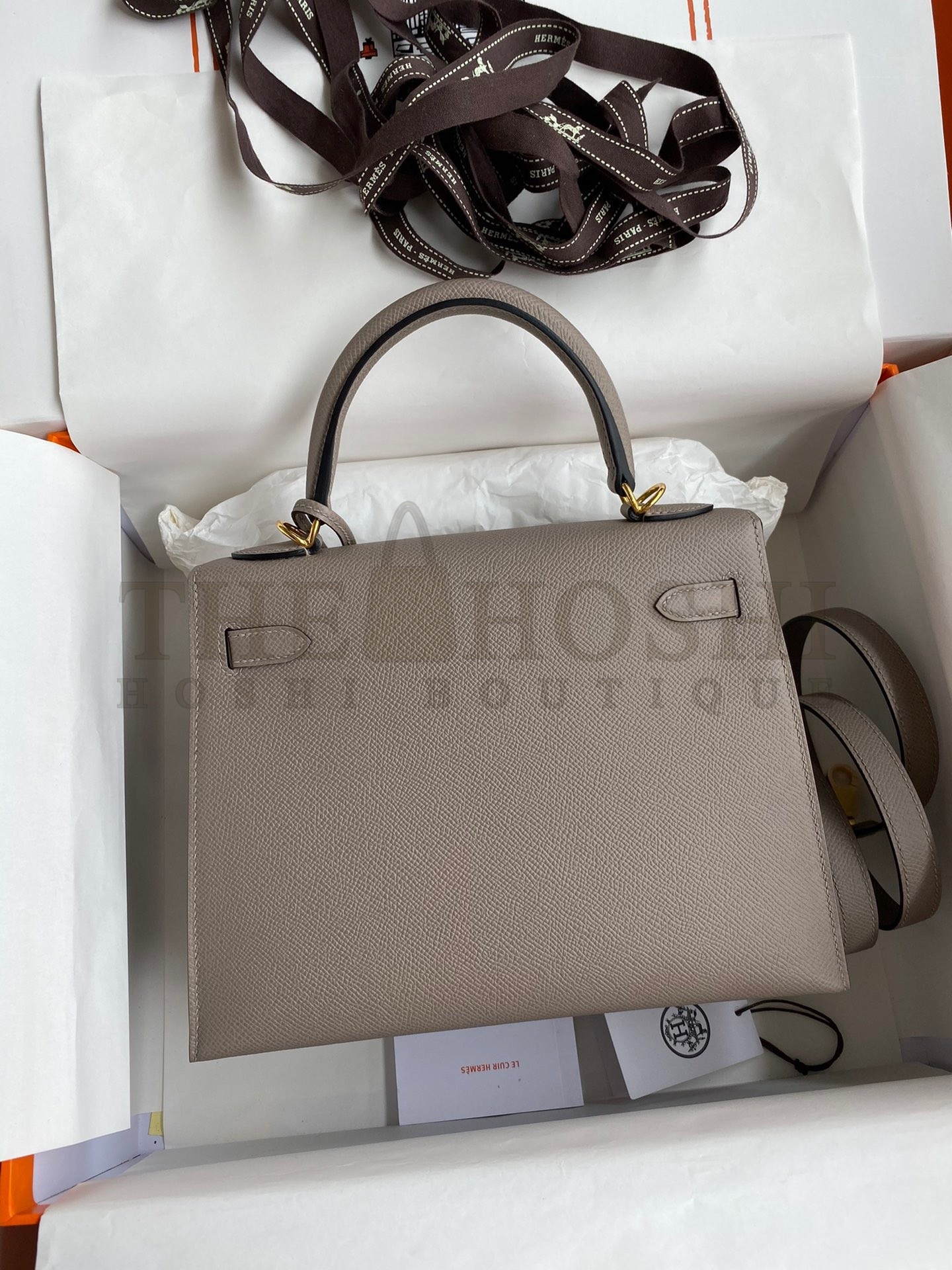 H**me5 Epsom Kelly 25cm Sellier Handmade Grey Bag Master Quality