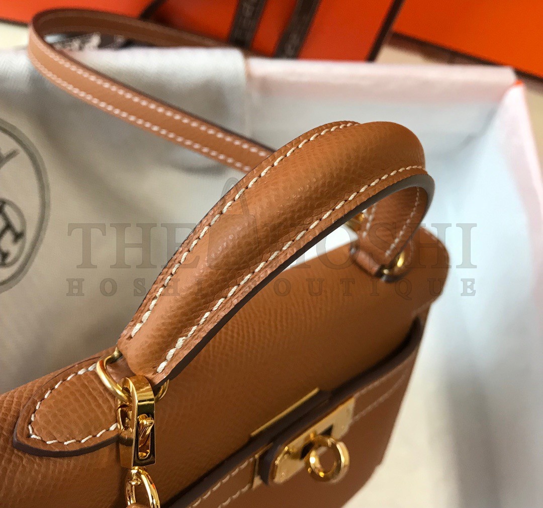 H**me5 Kelly Mini II Sellier Bag In Gold Epsom Leather Master Quality