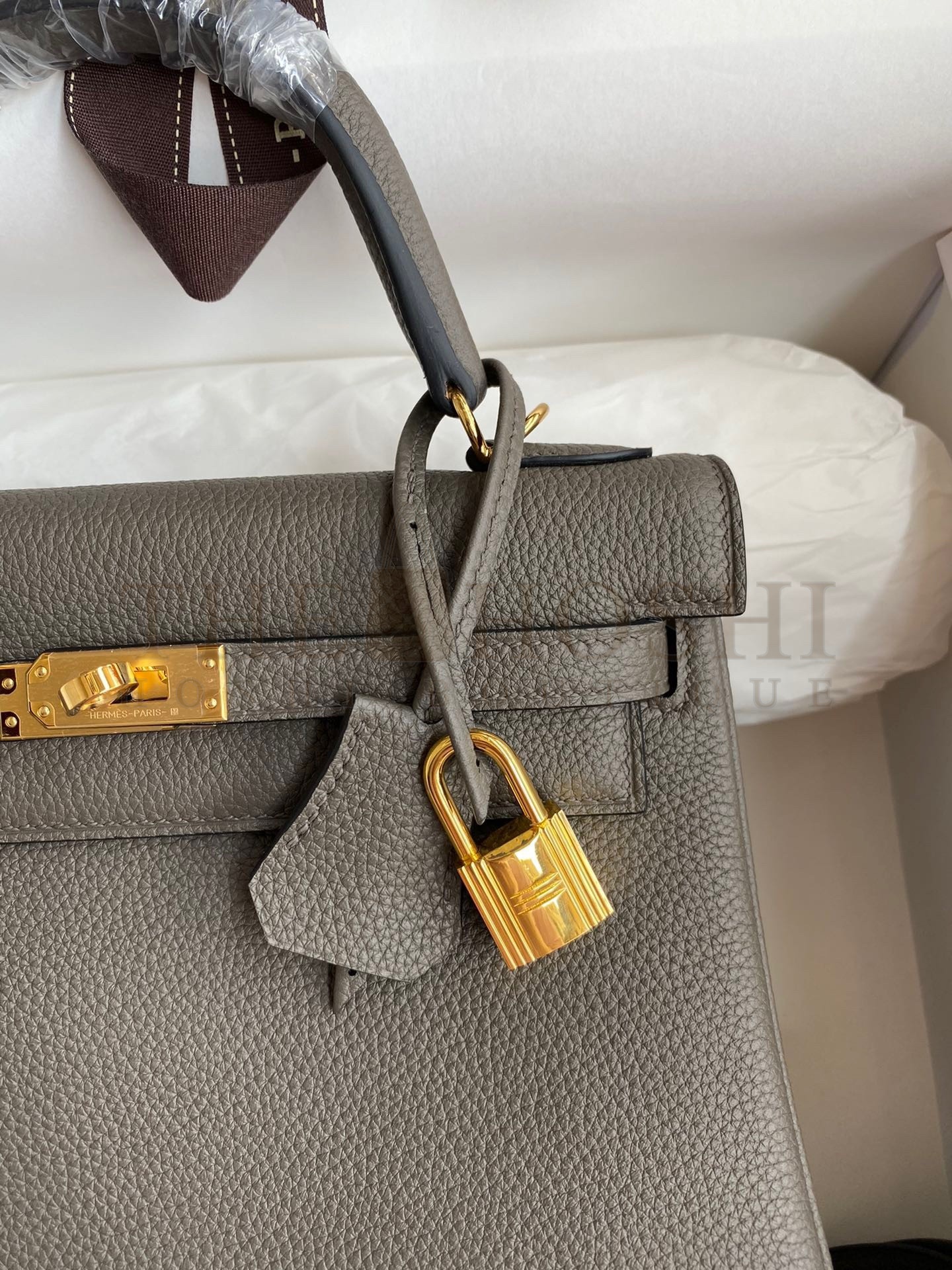 H**me5 Kelly Retourne 25 Handmade Bag In Etain Clemence Leather Master Quality