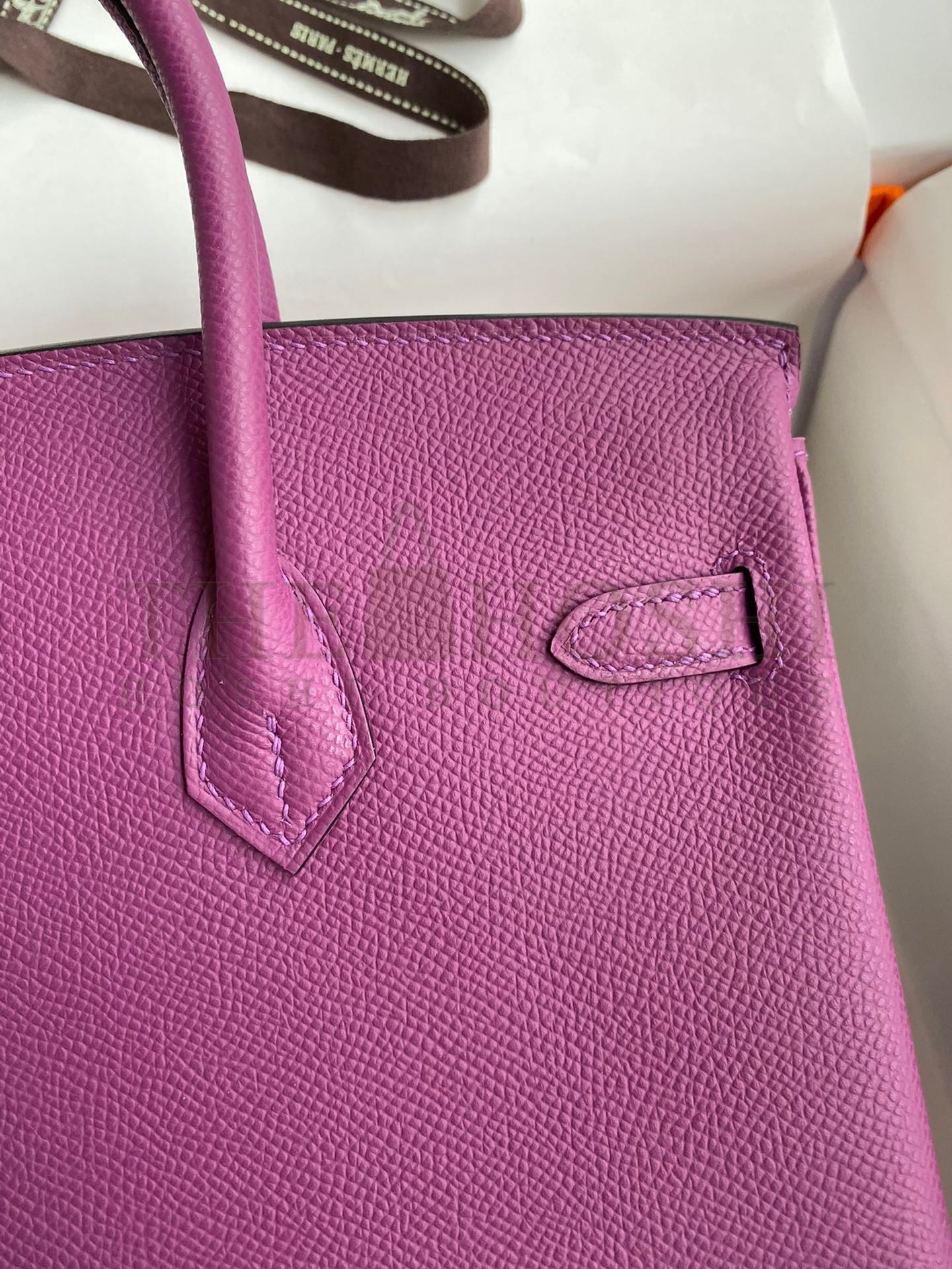 H**me5 Birkin 25 Retourne Handmade Bag In Anemone Epsom Calfskin Master Quality