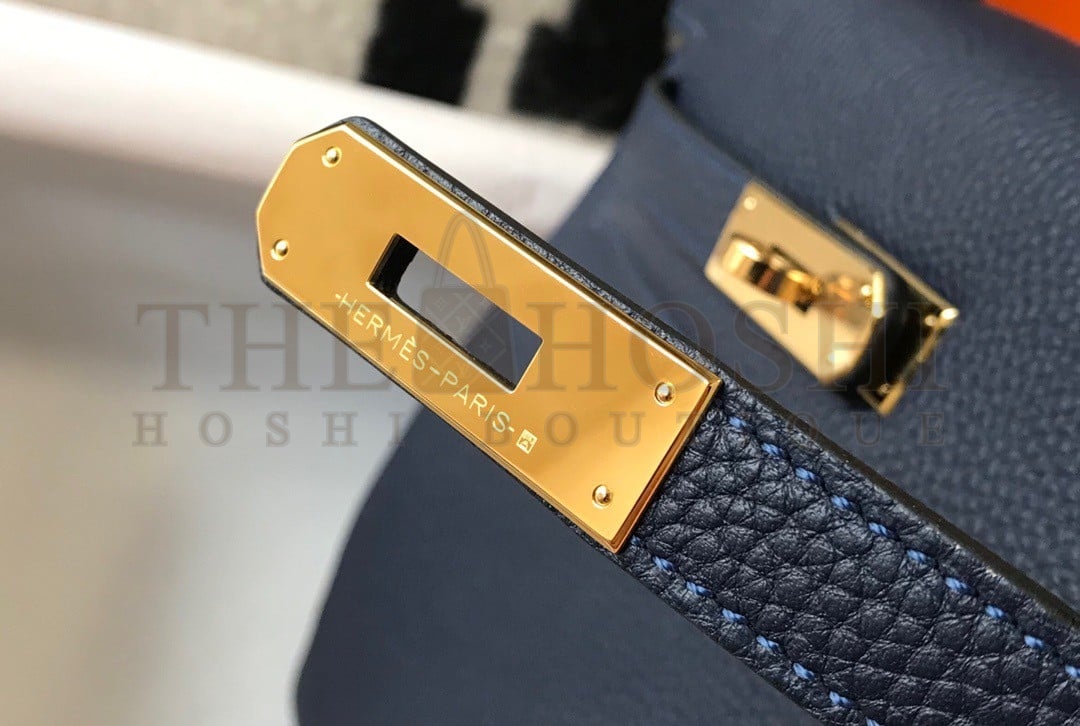 H**me5 Kelly 28cm Retourne Bag in Dark Blue Clemence Leather GHW Master Quality