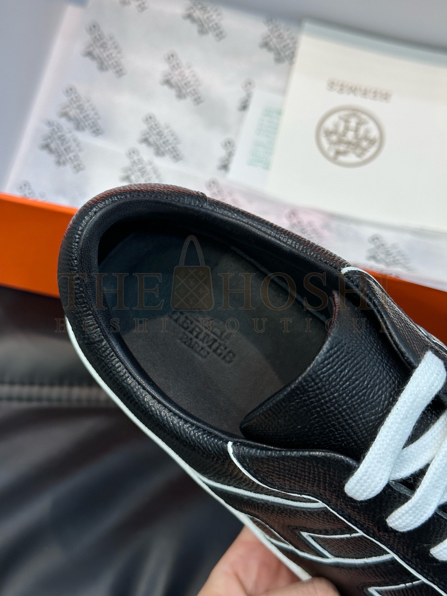 H**me5 Boomerang Sneakers In Black Epsom Calfskin Master Quality