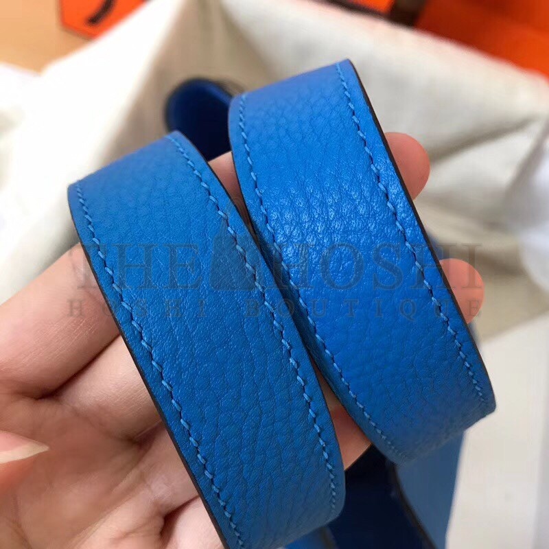 H**me5 Blue Hydra Picotin Lock MM 22cm Handmade Bag Master Quality