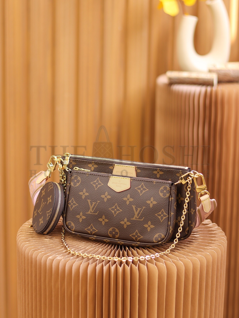 L0vis Vvtt0n LV Women Multi-Pochette Accessoires Bag Monogram Canvas-Pink M44840 Master Quality
