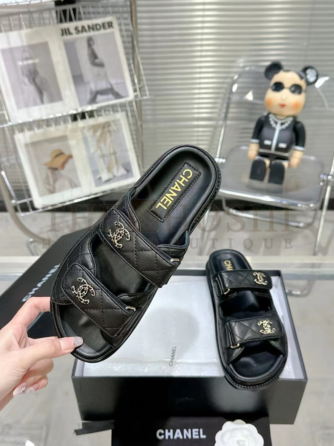 Ch**el Classic Velcro Dad Sandals real leather sole Master Quality