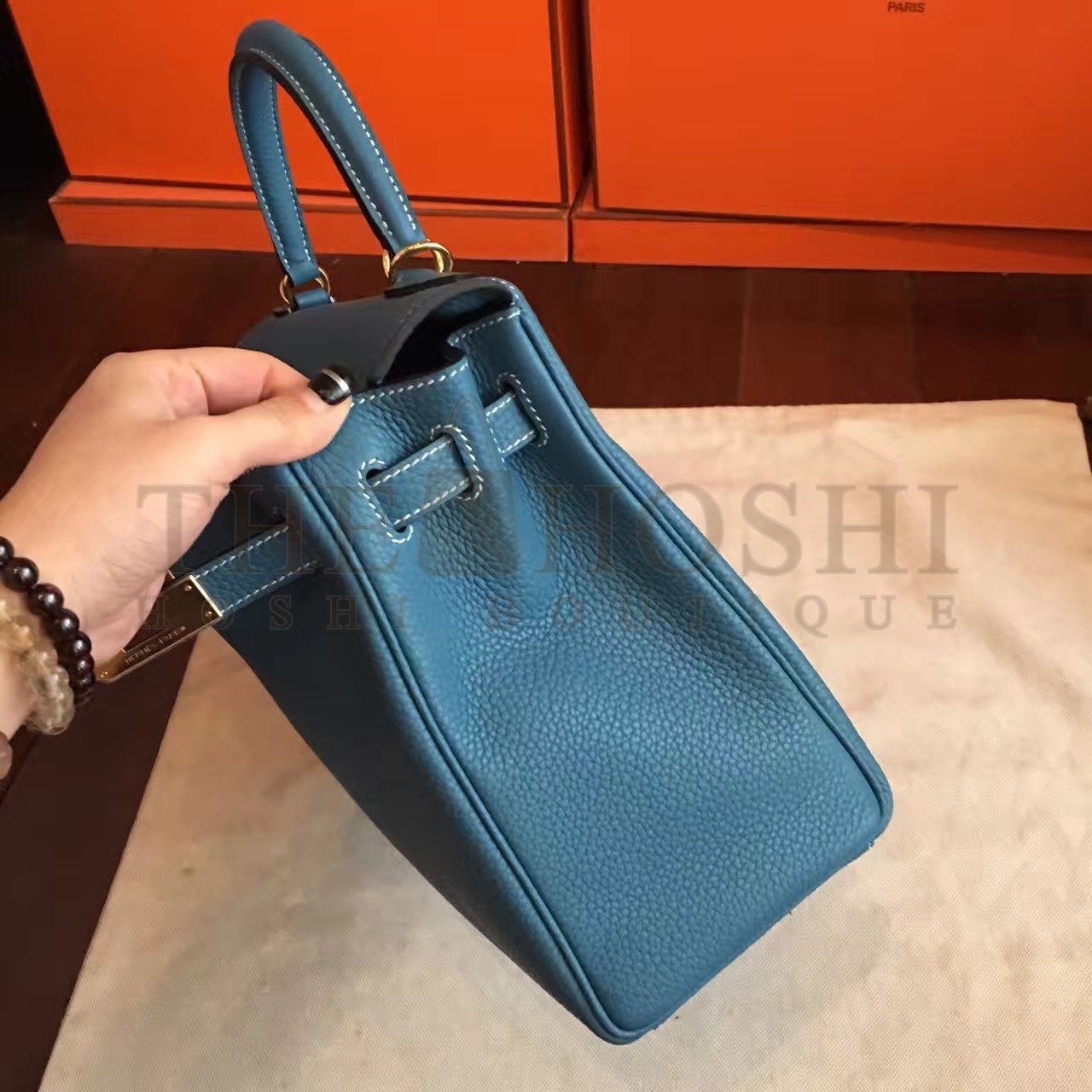 H**me5 Blue Jean Clemence Kelly Retourne 32cm Handmade Bag Master Quality