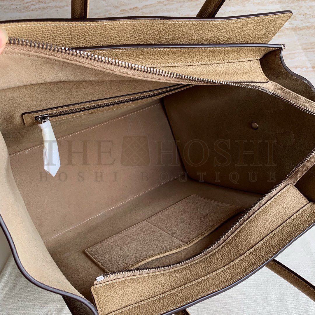 Ce1i*e Mini Luggage Tote Bag In Dune Drummed Calfskin Master Quality