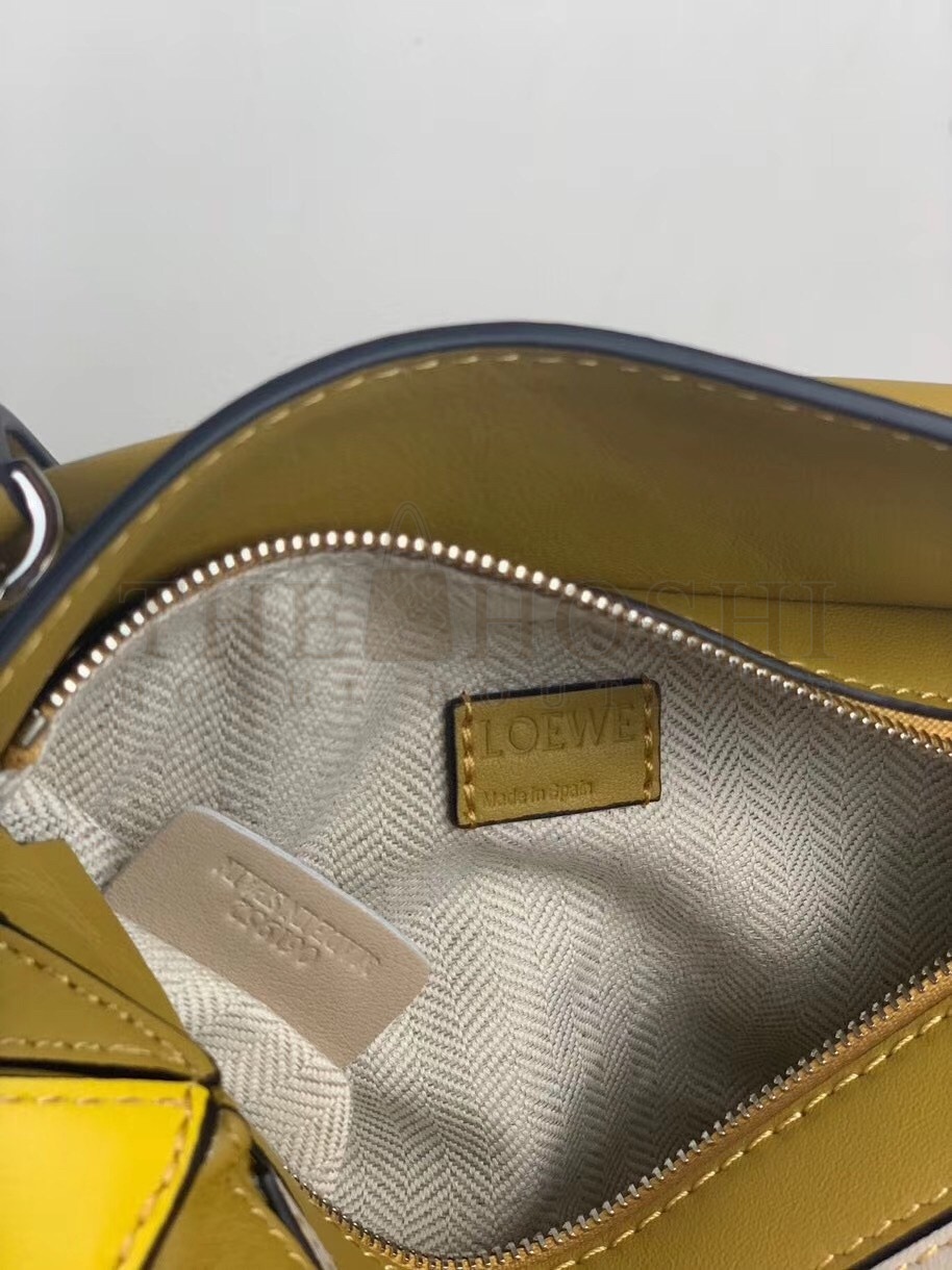 L0ew* Mini Puzzle Bag In Ochre/White/Yellow Calfskin Master Quality