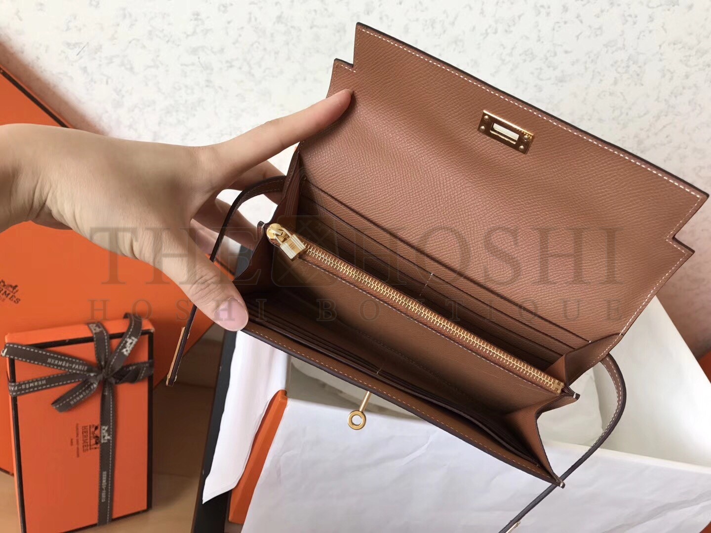 H**me5 Kelly Classic Long Wallet In Brown Epsom Leather Master Quality