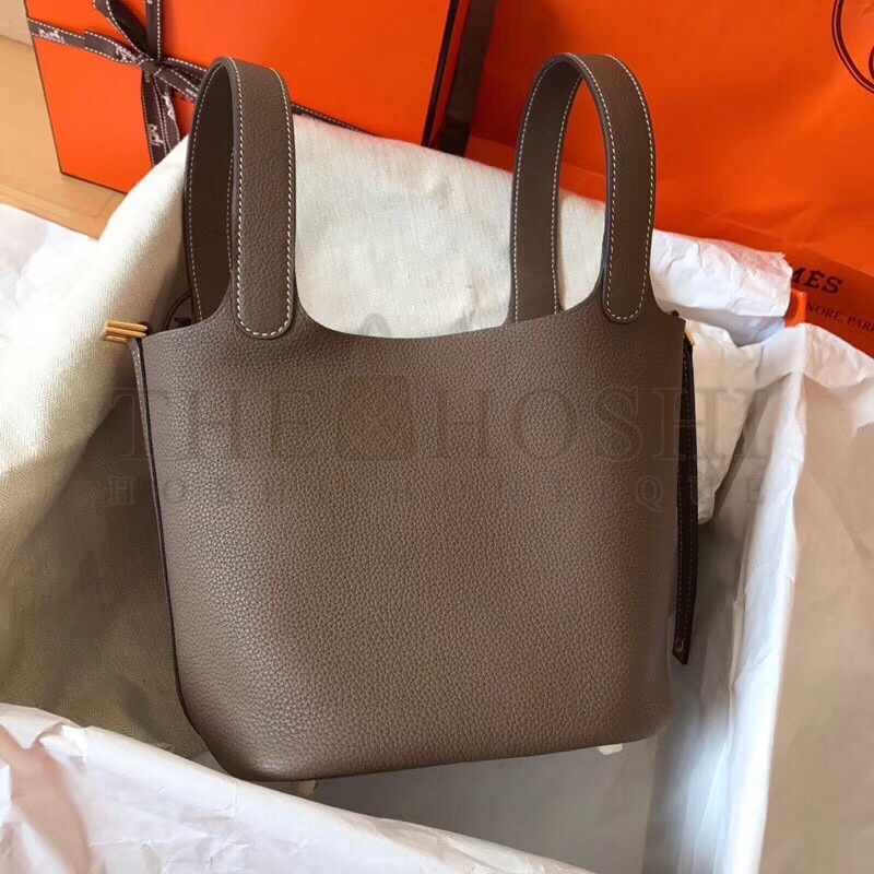 H**me5 Taupe Picotin Lock MM 22cm Handmade Bag Master Quality