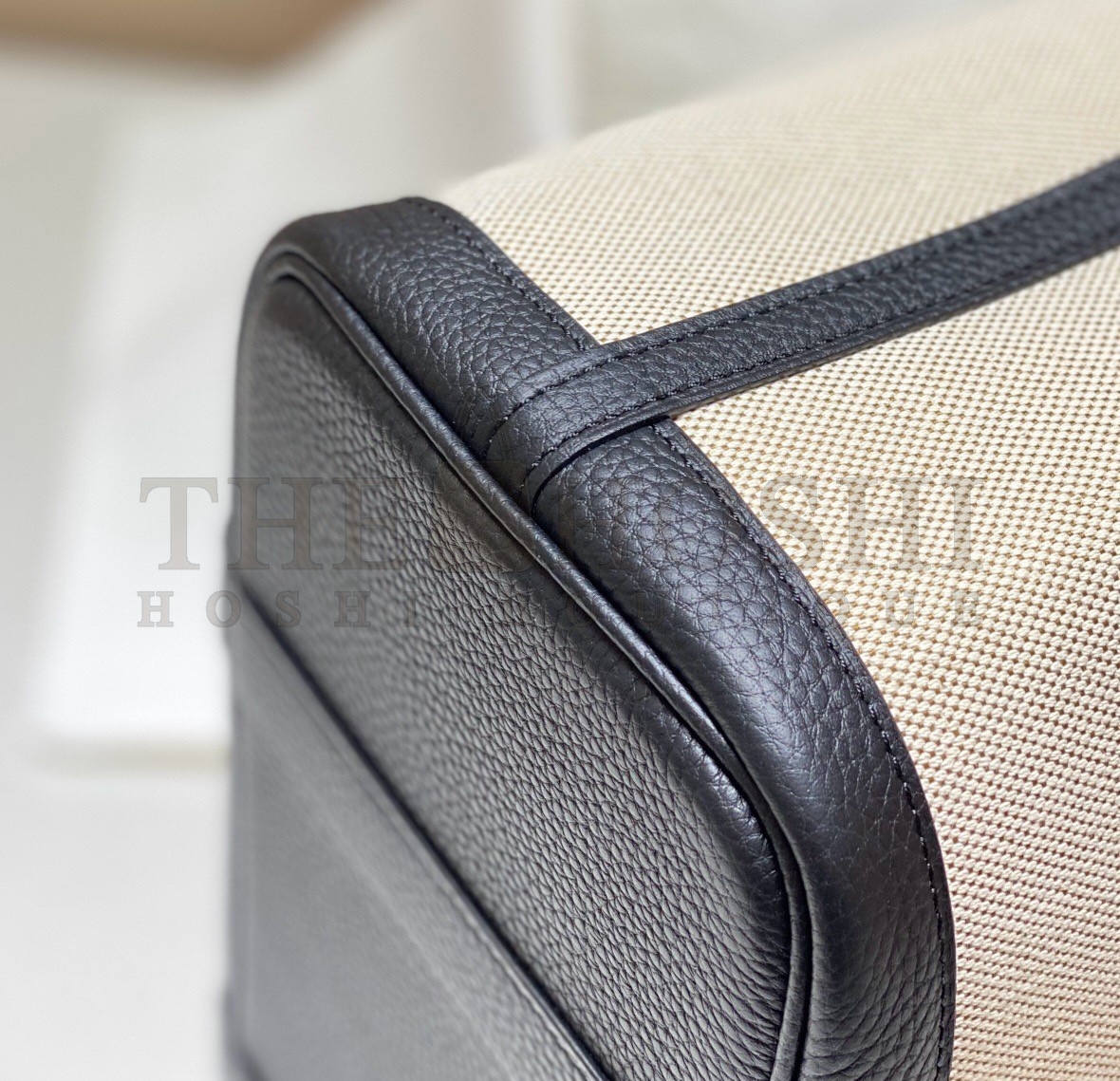 H**me5 Garden Party 30cm Bag in Toile and Black Leather Master Quality
