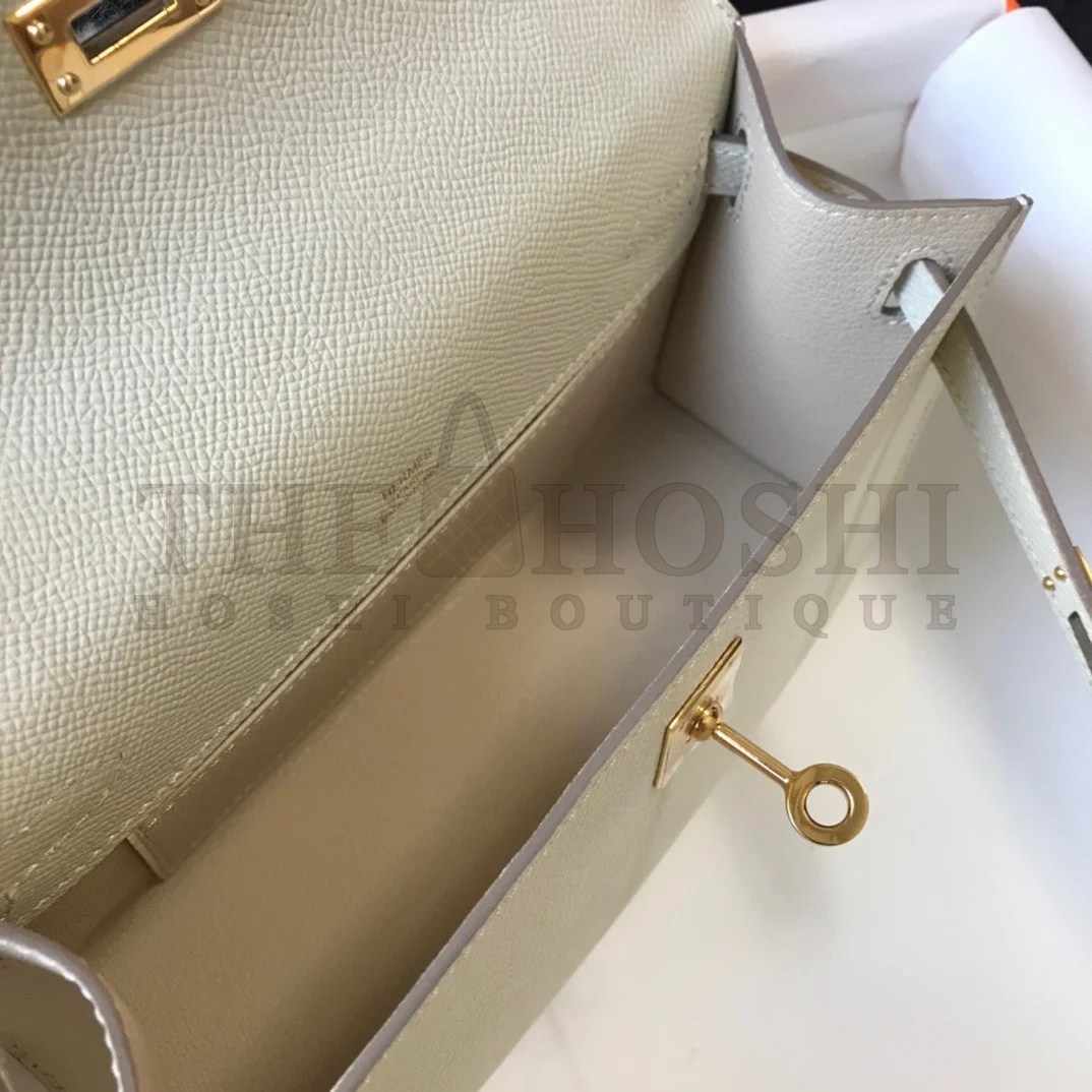 H**me5 Kelly Pochette Clutch Bag In Craie Epsom Leather Master Quality