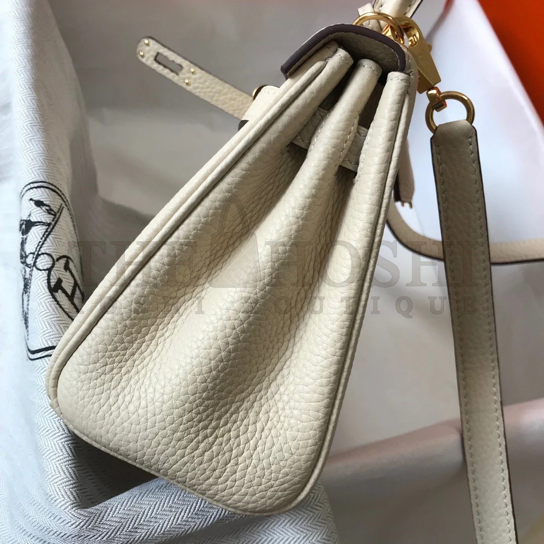 H**me5 Kelly 20cm Bag In Craie Clemence Leather GHW Master Quality