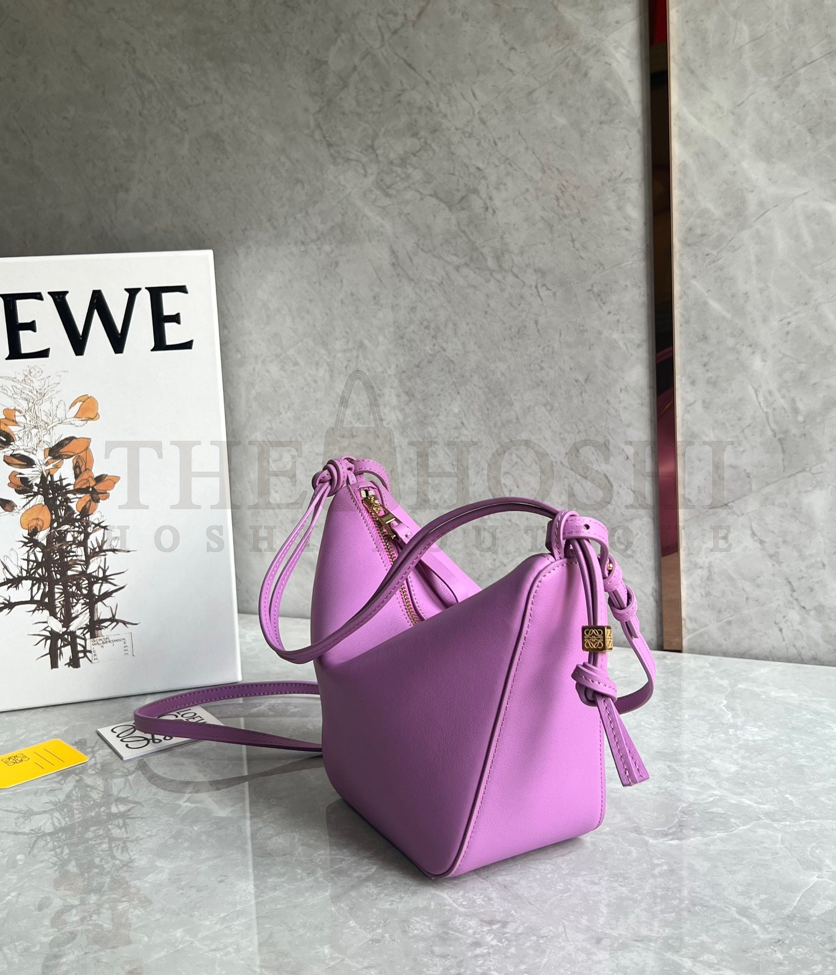 L0ew* Mini Hammock Hobo Bag in Rockrose Calfskin Master Quality