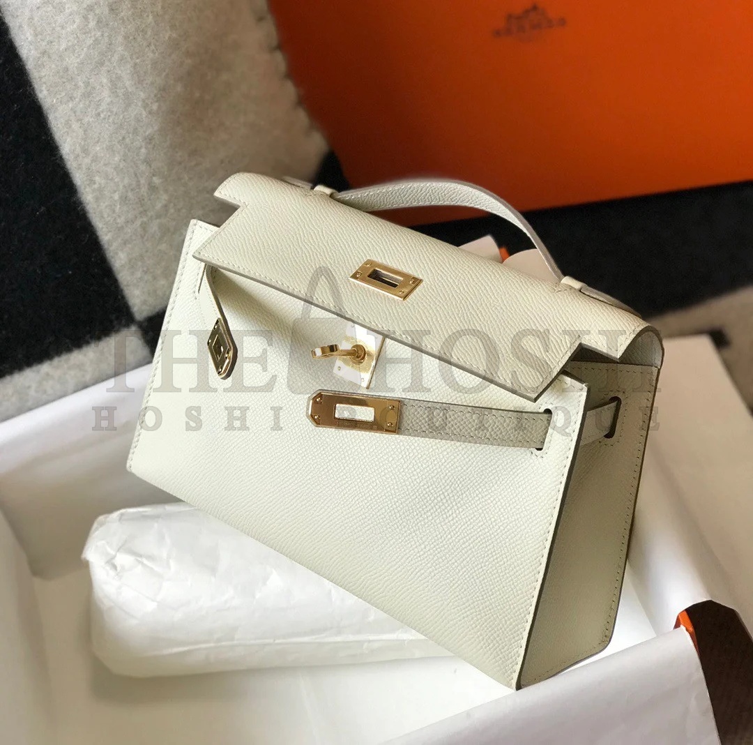 H**me5 Kelly Pochette Clutch Bag In Craie Epsom Leather Master Quality
