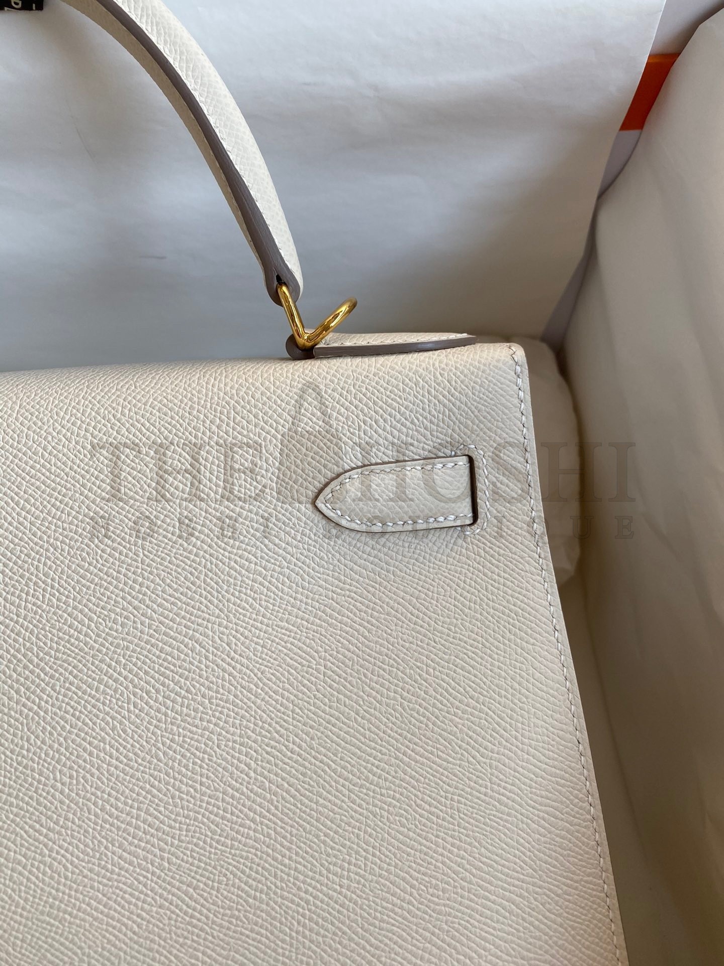H**me5 Kelly Sellier 28 Handmade Bag In Craie Epsom Calfskin Master Quality