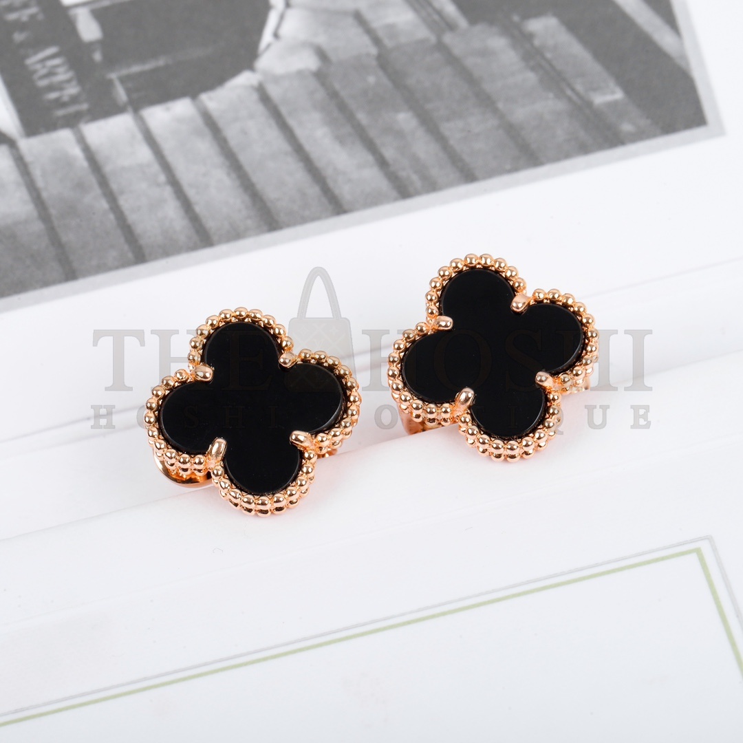 18K V*n Cl**f & Arpels V*n Cl**f und Arpels Magic Alhambra Ohrringe Schwarz Golden earring Master Quality