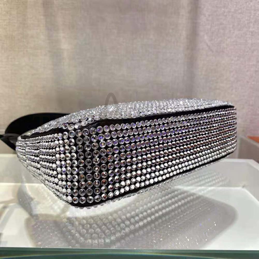 Pra*a Women Duchesse and Crystal Mini-Bag-Black Master Quality