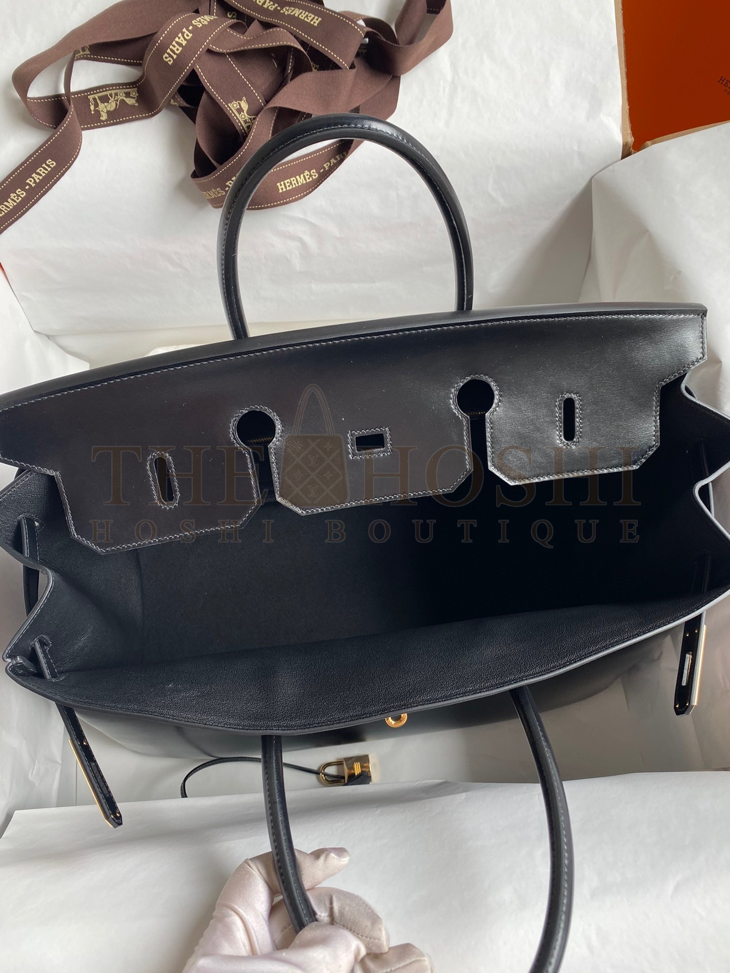 H**me5 Birkin 40 Retourne Handmade Bag In Black Box Calfskin Master Quality