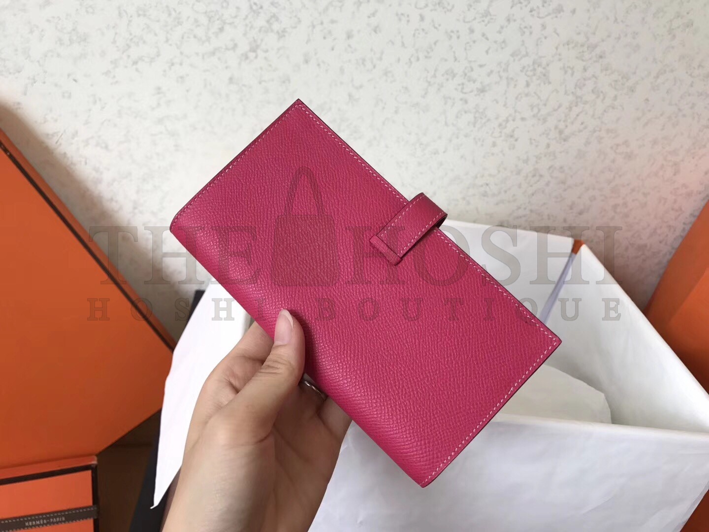 H**me5 Peach Epsom Bearn Gusset Wallet Master Quality