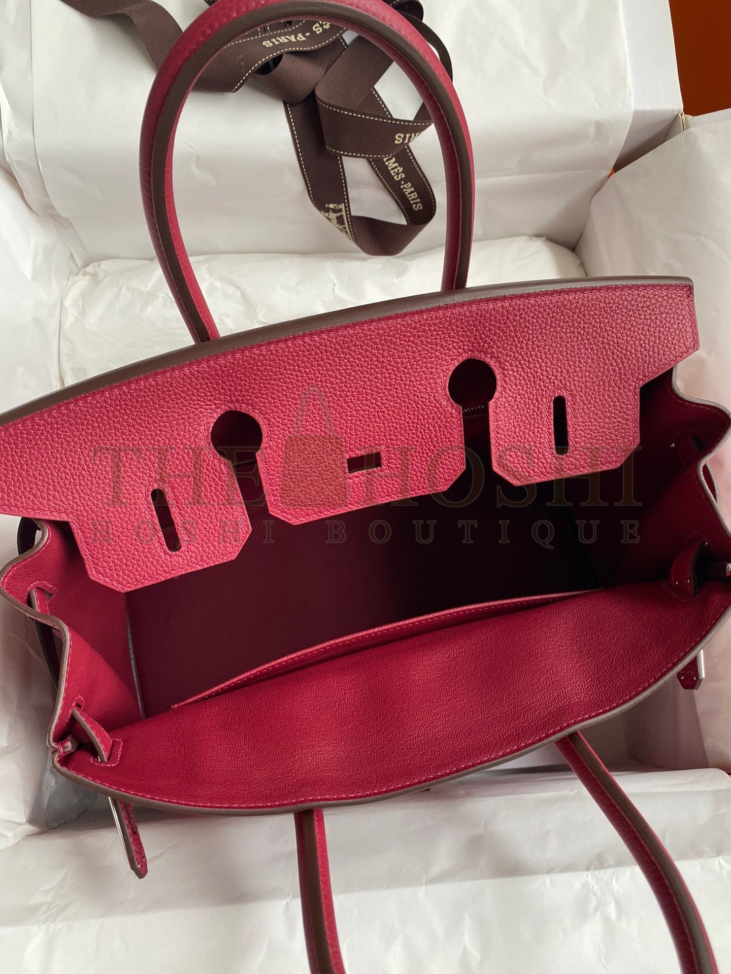 H**me5 Birkin 30 Retourne Handmade Bag In Rouge Grenat Clemence Leather Master Quality