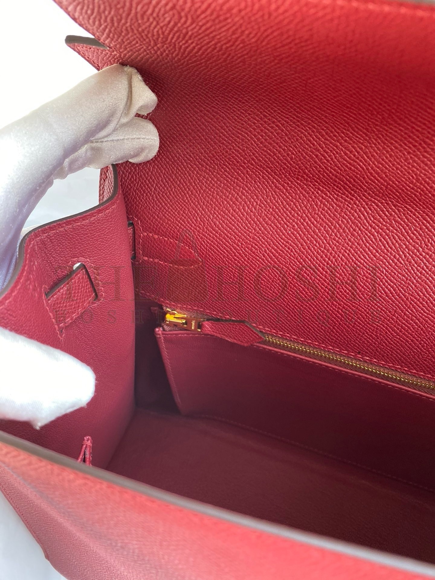 H**me5 Kelly Sellier 32 Handmade Bag In Red Epsom Calfskin Master Quality
