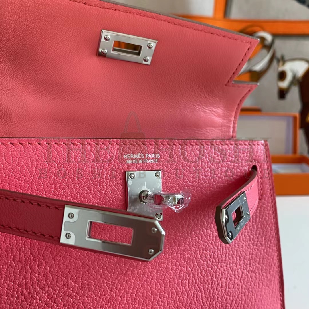 H**me5 Women Mini Kelly 20 Bag Epsom Leather Silver Hardware-Rose Master Quality