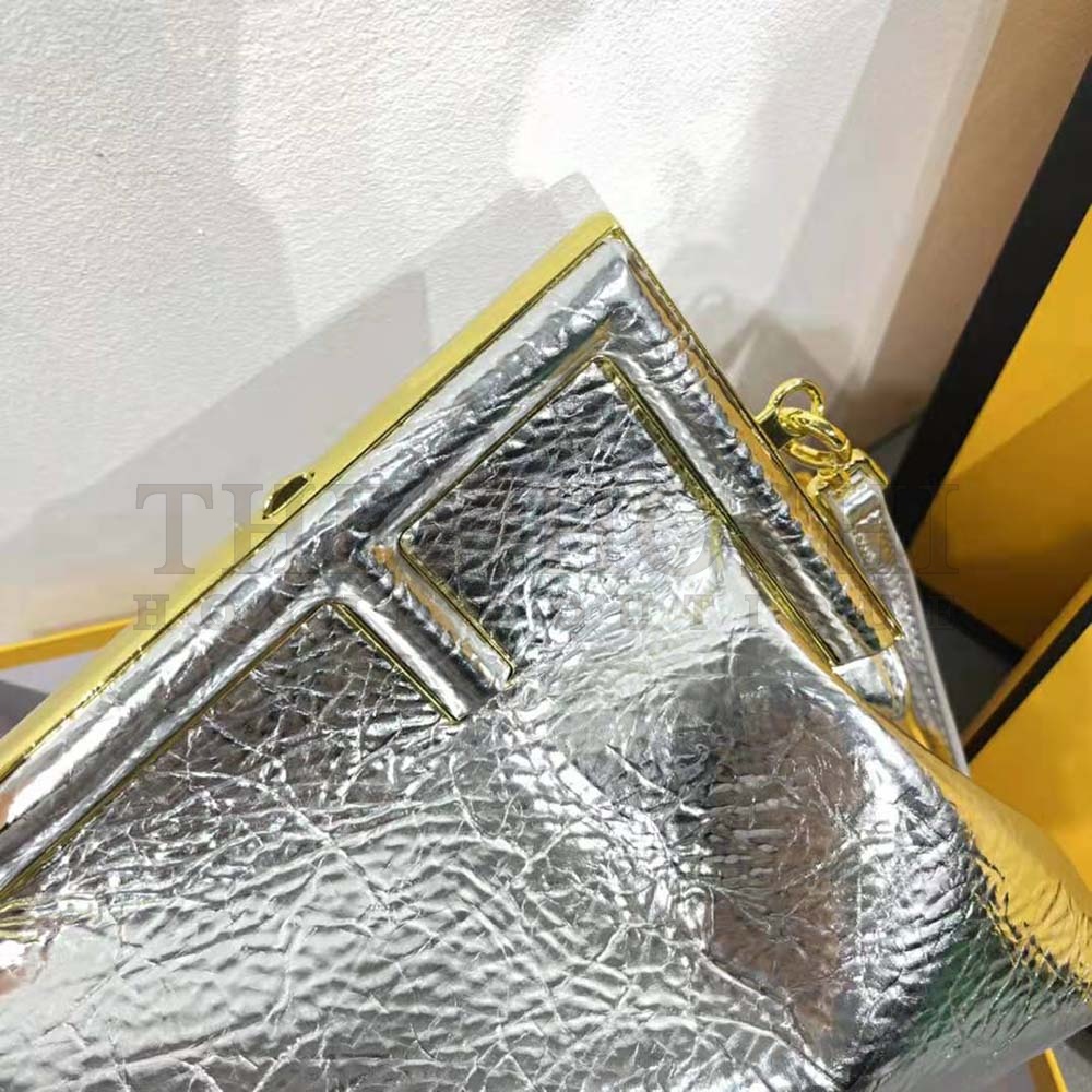 F**di Women First Small Silver Laminated Leather Bag Master Quality