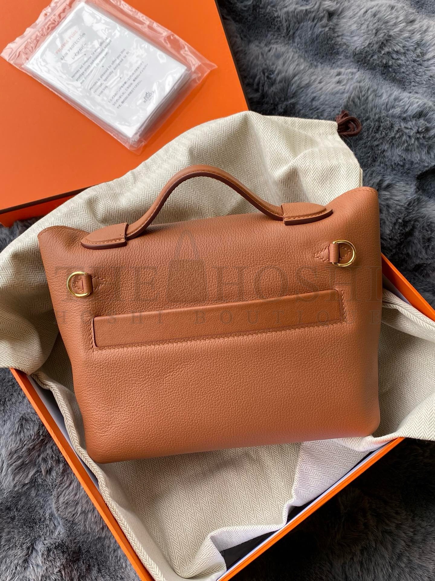 H**me5 24/24 Mini 21 Touch Bag in Gold Evercolor and Ostrich Leather Master Quality