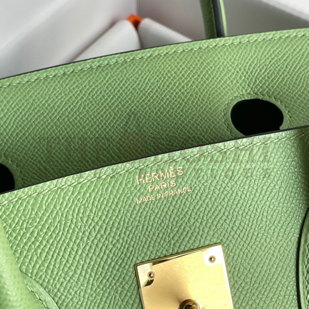 H**me5 Birkin 30 Sellier Handmade Bag In Vert Criquet Epsom Calfskin Master Quality
