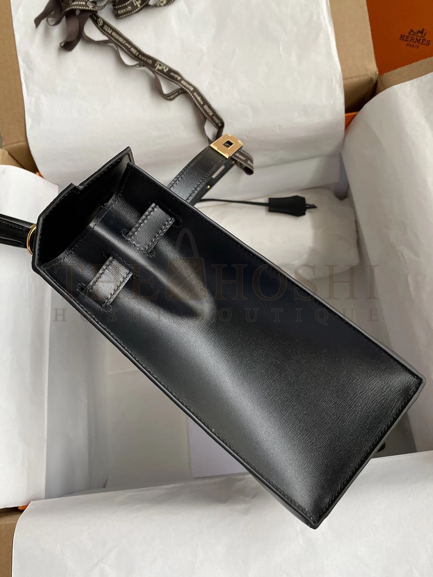 H**me5 Kelly Sellier 32 Handmade Bag In Black Box Calfskin Master Quality