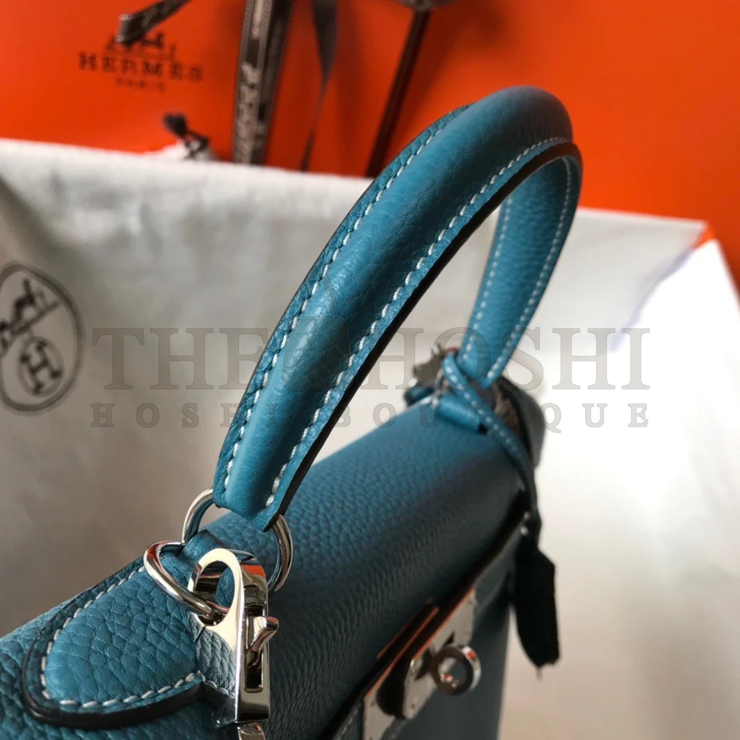 H**me5 Kelly 25cm Retourne Bag in Blue Jean Clemence Leather PHW Master Quality