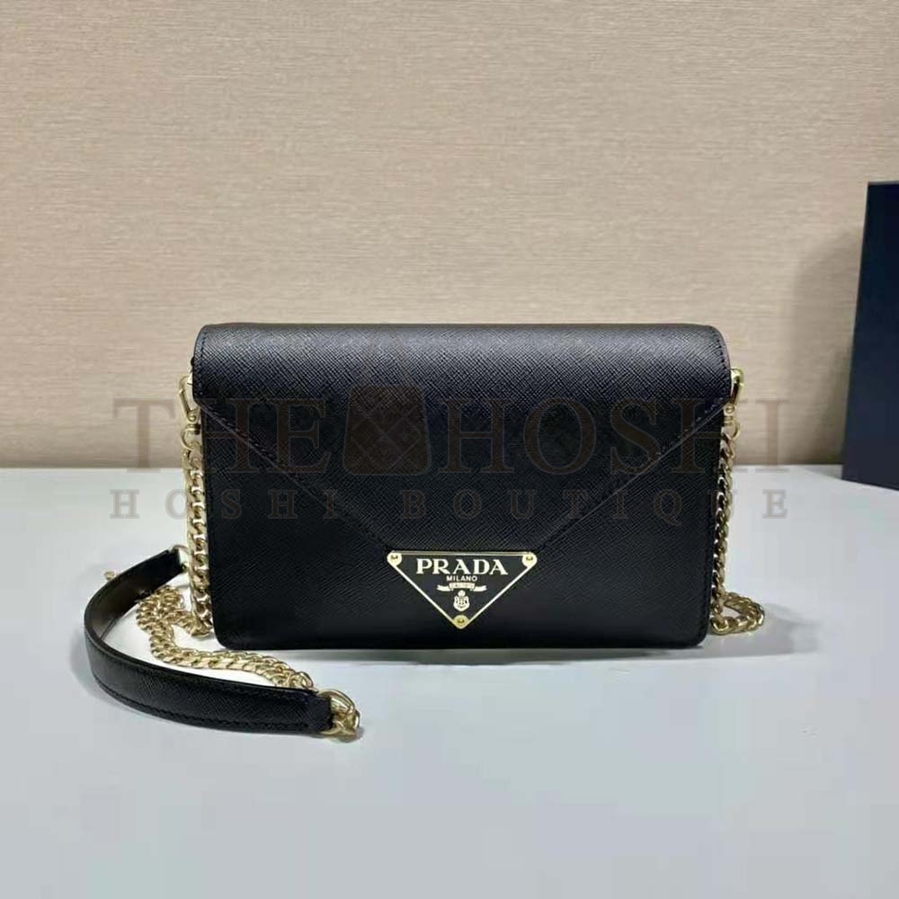 Pra*a Women Saffiano Leather Shoulder Bag-Black Master Quality