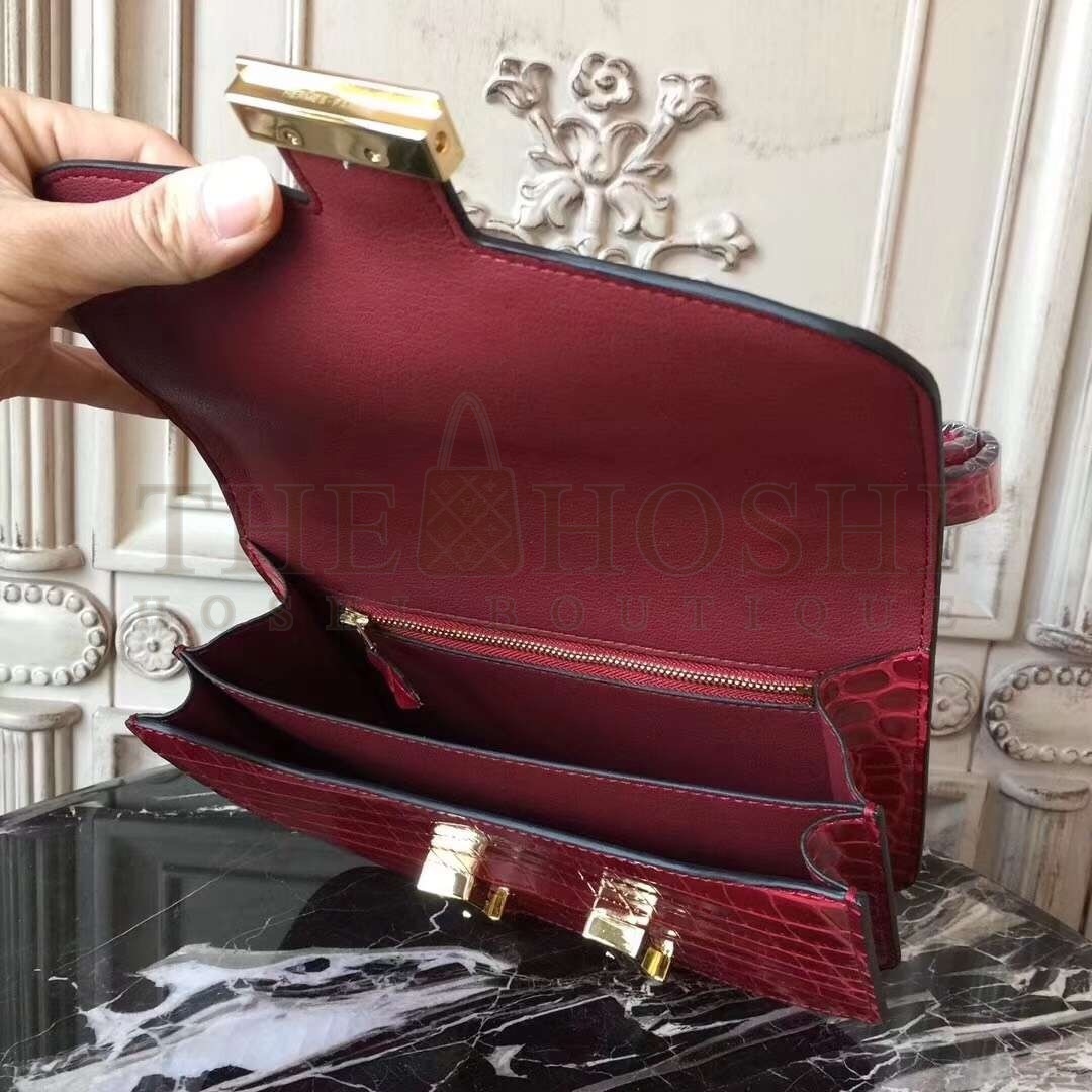 H**me5 Red Constance MM 24cm Crocodile Bag Master Quality